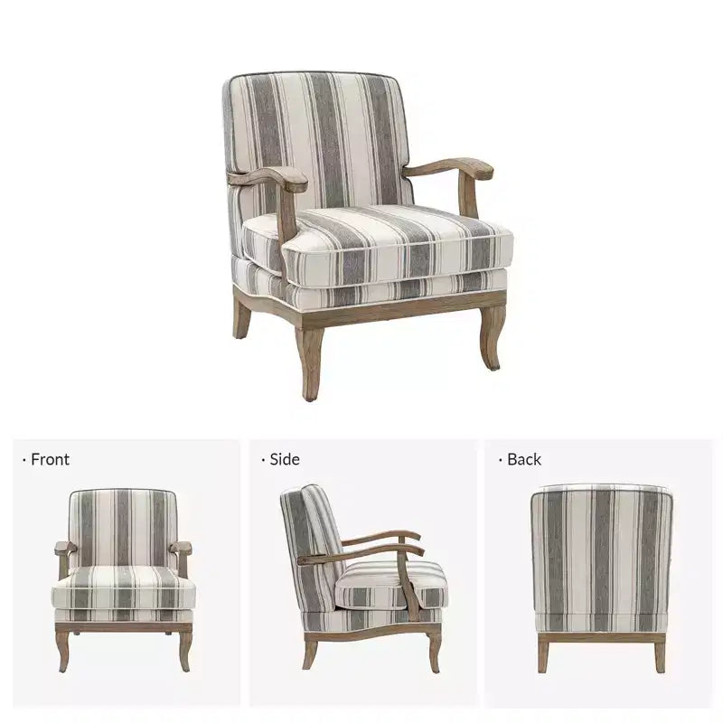 Fauteuil Rinaldo de style campagnard avec accoudoirs en bois massif pour salon, salle de détente, chambre à coucher, lot de 2 | ART OF LIVING DESIGNS