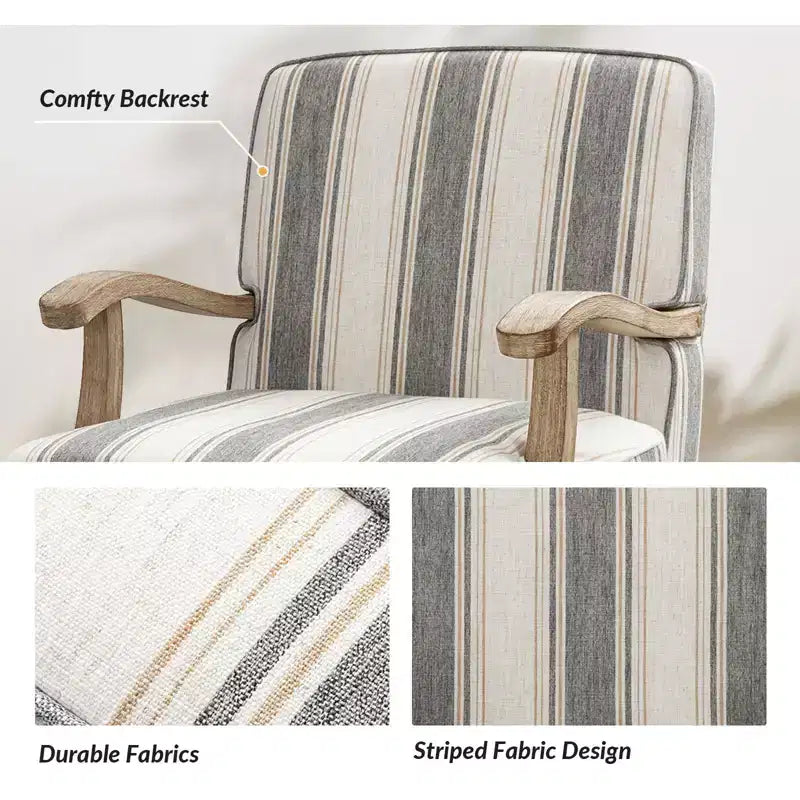 Fauteuil Rinaldo de style campagnard avec accoudoirs en bois massif pour salon, salle de détente, chambre à coucher, lot de 2 | ART OF LIVING DESIGNS