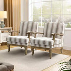 Fauteuil Rinaldo de style campagnard avec accoudoirs en bois massif pour salon, salle de détente, chambre à coucher, lot de 2 | ART OF LIVING DESIGNS