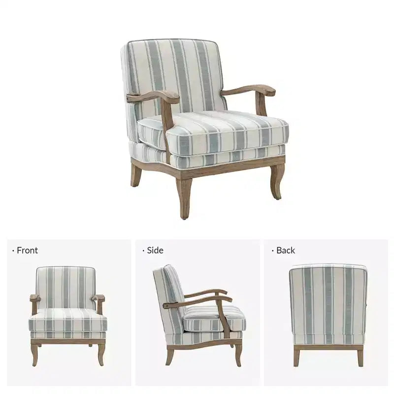Fauteuil Rinaldo de style campagnard avec accoudoirs en bois massif pour salon, salle de détente, chambre à coucher, lot de 2 | ART OF LIVING DESIGNS