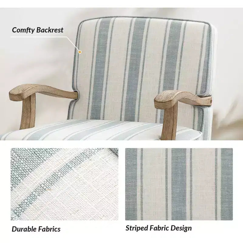 Fauteuil Rinaldo de style campagnard avec accoudoirs en bois massif pour salon, salle de détente, chambre à coucher, lot de 2 | ART OF LIVING DESIGNS