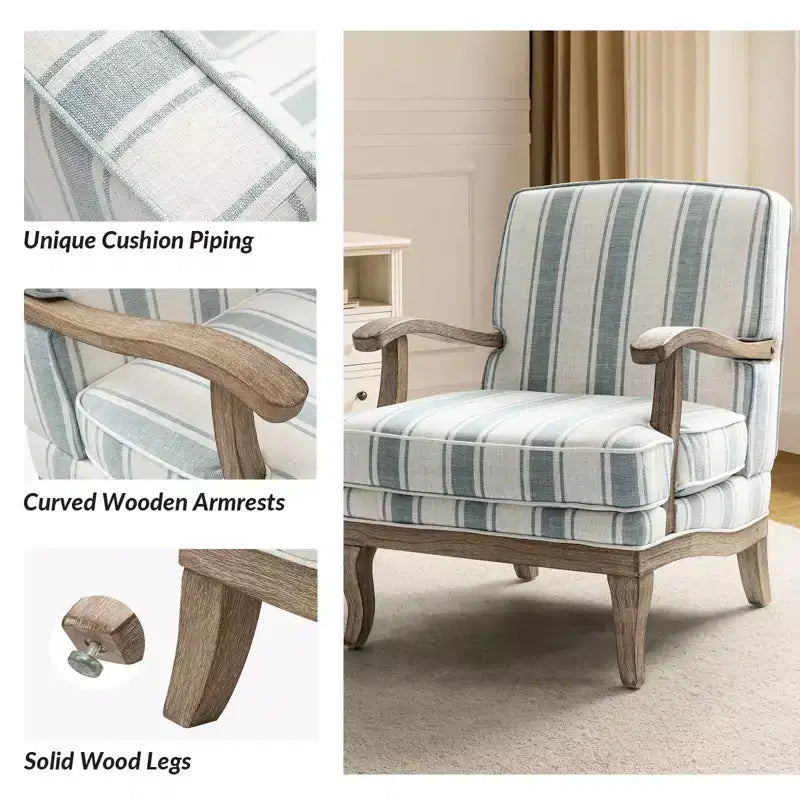 Fauteuil Rinaldo de style campagnard avec accoudoirs en bois massif pour salon, salle de détente, chambre à coucher, lot de 2 | ART OF LIVING DESIGNS