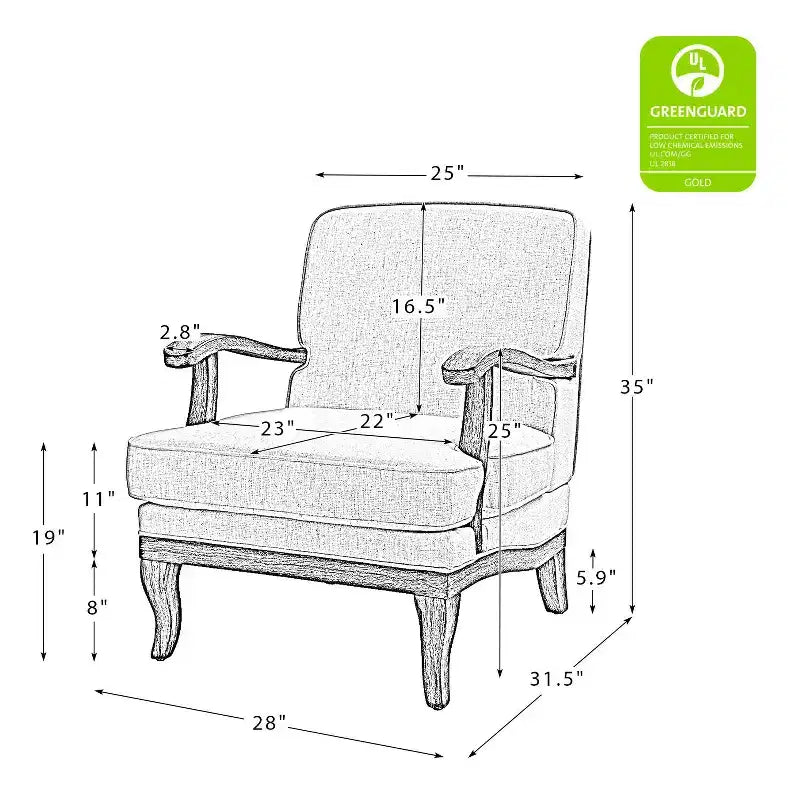 Fauteuil Rinaldo de style campagnard avec accoudoirs en bois massif pour salon, salle de détente, chambre à coucher, lot de 2 | ART OF LIVING DESIGNS
