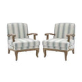 Fauteuil Rinaldo de style campagnard avec accoudoirs en bois massif pour salon, salle de détente, chambre à coucher, lot de 2 | ART OF LIVING DESIGNS