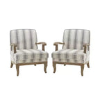 Fauteuil Rinaldo de style campagnard avec accoudoirs en bois massif pour salon, salle de détente, chambre à coucher, lot de 2 | ART OF LIVING DESIGNS