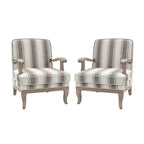 Fauteuil Rinaldo de style campagnard avec accoudoirs en bois massif pour salon, salle de détente, chambre à coucher, lot de 2 | ART OF LIVING DESIGNS