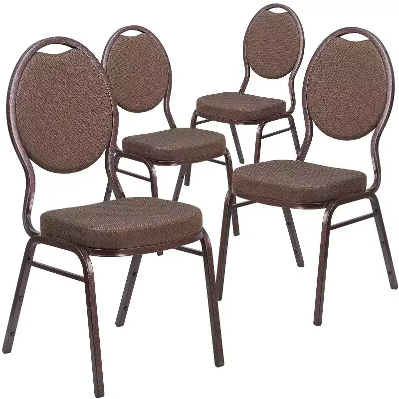 Lot de 4 chaises de banquet empilables Emma and Oliver à dossier goutte d'eau