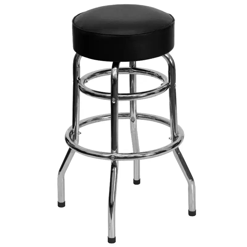 Emma et Oliver - Lot de 2 tabourets de bar chromés à double anneau