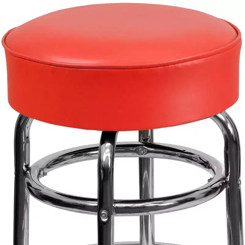 Emma et Oliver - Lot de 2 tabourets de bar chromés à double anneau