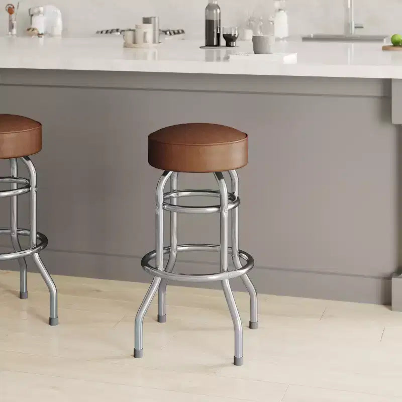 Emma et Oliver - Lot de 2 tabourets de bar chromés à double anneau