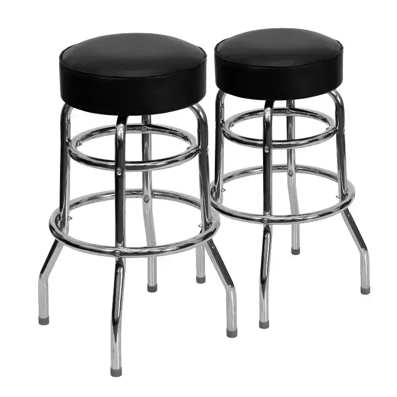 Emma et Oliver - Lot de 2 tabourets de bar chromés à double anneau