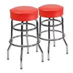 Emma et Oliver - Lot de 2 tabourets de bar chromés à double anneau
