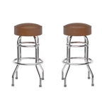 Emma et Oliver - Lot de 2 tabourets de bar chromés à double anneau