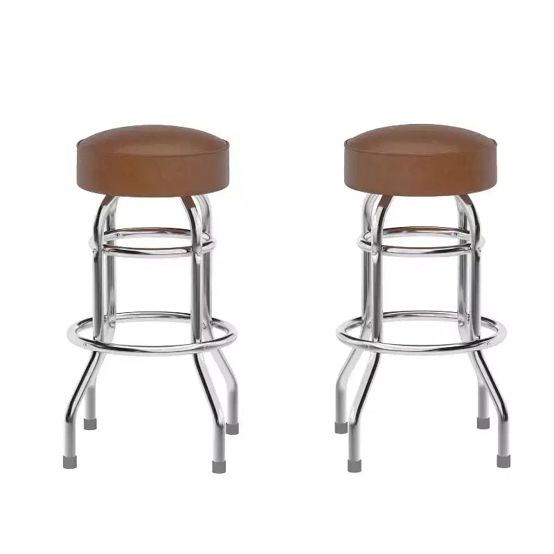 Emma et Oliver - Lot de 2 tabourets de bar chromés à double anneau
