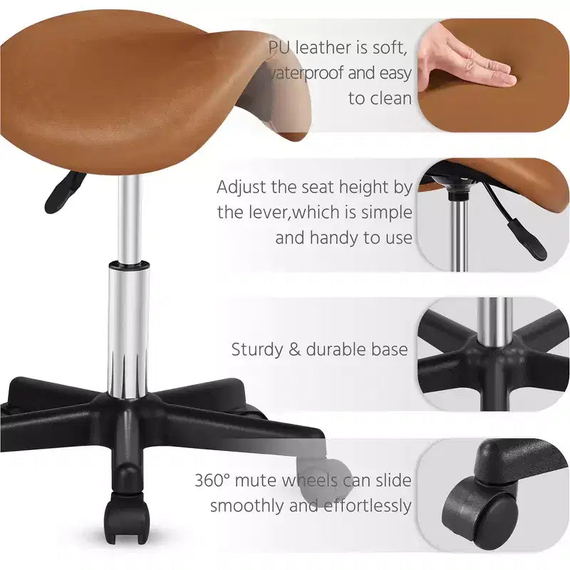 Tabouret à roulettes Yaheetech, siège de selle, chaise de salon hydraulique réglable