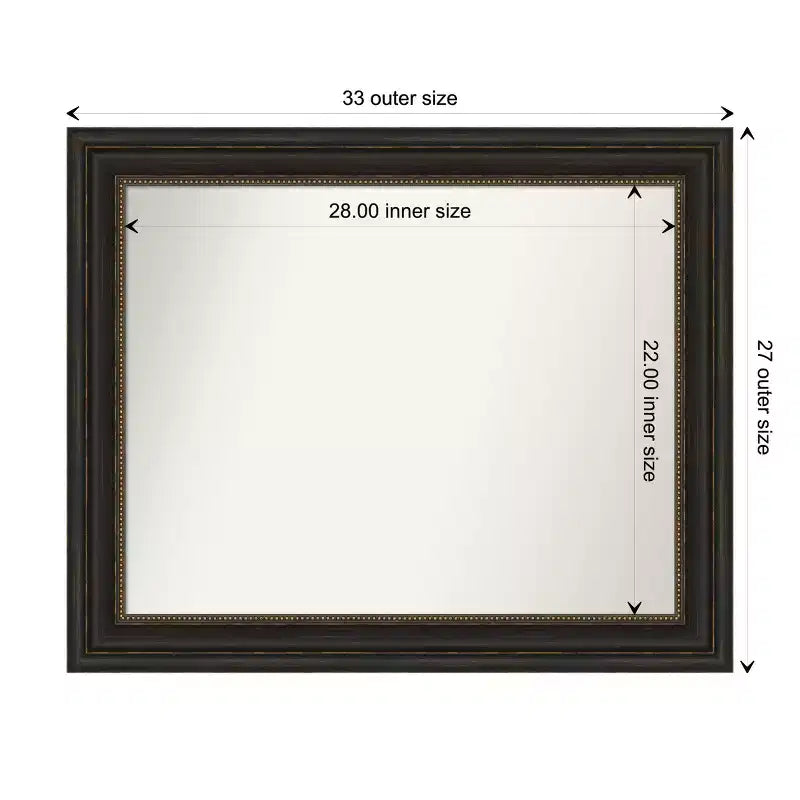 Miroir mural de salle de bain Amanti Art Accent Bronze sans biseau