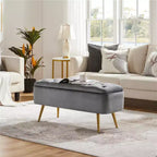 Yaheetech Banc Coffre de Rangement Rembourré Moderne Pouf Repose-pieds