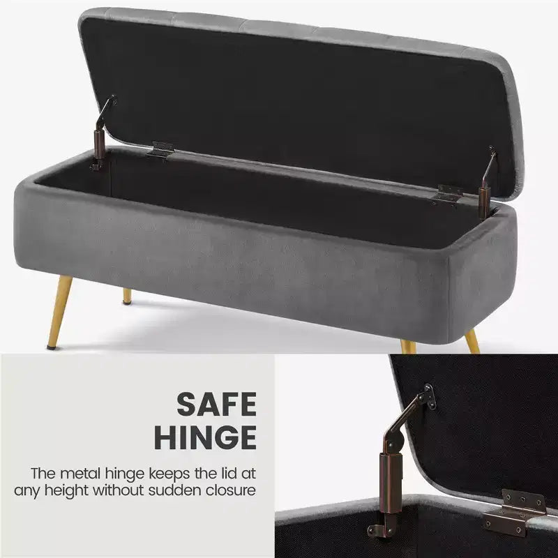 Yaheetech Banc Coffre de Rangement Rembourré Moderne Pouf Repose-pieds
