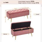 Yaheetech Banc Coffre de Rangement Rembourré Moderne Pouf Repose-pieds