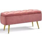 Yaheetech Banc Coffre de Rangement Rembourré Moderne Pouf Repose-pieds