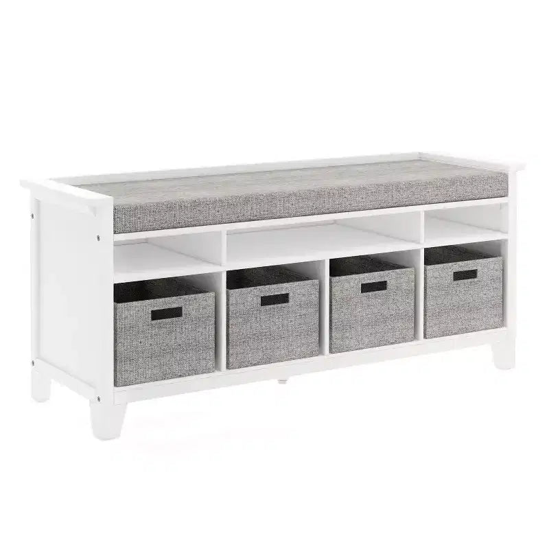 Banc de rangement pour enfants Martha Stewart : étagère de bibliothèque en bois pour salle de jeux pour enfants, coin lecture et organisateur de jouets avec bac en tissu