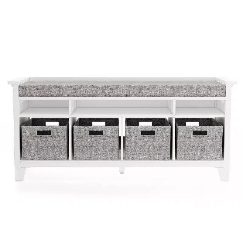 Banc de rangement pour enfants Martha Stewart : étagère de bibliothèque en bois pour salle de jeux pour enfants, coin lecture et organisateur de jouets avec bac en tissu