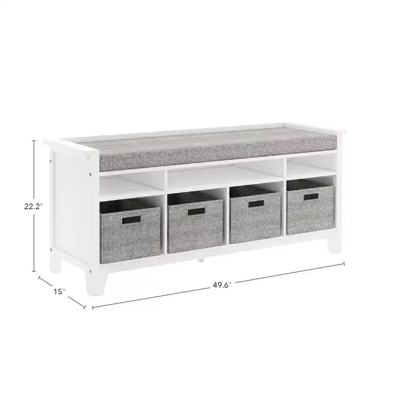 Banc de rangement pour enfants Martha Stewart : étagère de bibliothèque en bois pour salle de jeux pour enfants, coin lecture et organisateur de jouets avec bac en tissu