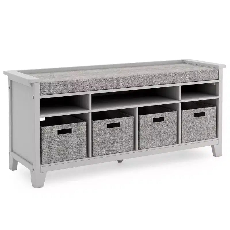 Banc de rangement pour enfants Martha Stewart : étagère de bibliothèque en bois pour salle de jeux pour enfants, coin lecture et organisateur de jouets avec bac en tissu