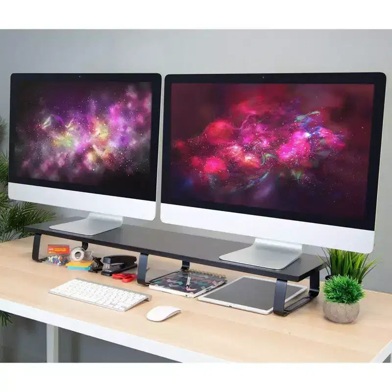 Mount-It! Rehausseur de moniteur extra long, organisateur de bureau pour doubles écrans d'ordinateur, ordinateurs portables, ordinateurs de bureau, téléviseurs, 99 cm de large, capacité de 20 kg.