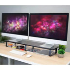 Mount-It! Rehausseur de moniteur extra long, organisateur de bureau pour doubles écrans d'ordinateur, ordinateurs portables, ordinateurs de bureau, téléviseurs, 99 cm de large, capacité de 20 kg.
