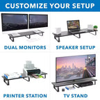 Mount-It! Rehausseur de moniteur extra long, organisateur de bureau pour doubles écrans d'ordinateur, ordinateurs portables, ordinateurs de bureau, téléviseurs, 99 cm de large, capacité de 20 kg.