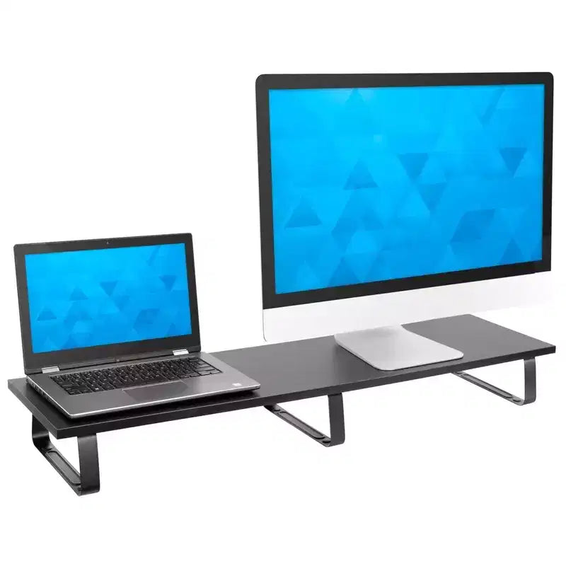 Mount-It! Rehausseur de moniteur extra long, organisateur de bureau pour doubles écrans d'ordinateur, ordinateurs portables, ordinateurs de bureau, téléviseurs, 99 cm de large, capacité de 20 kg.