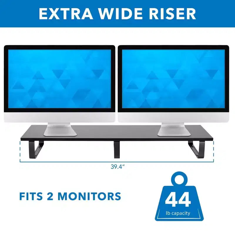 Mount-It! Rehausseur de moniteur extra long, organisateur de bureau pour doubles écrans d'ordinateur, ordinateurs portables, ordinateurs de bureau, téléviseurs, 99 cm de large, capacité de 20 kg.