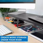 Mount-It! Rehausseur de moniteur extra long, organisateur de bureau pour doubles écrans d'ordinateur, ordinateurs portables, ordinateurs de bureau, téléviseurs, 99 cm de large, capacité de 20 kg.