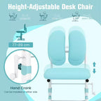 Chaise de bureau enfant Costway réglable en hauteur avec double dossier et repose-pieds rotatifs Bleu/Rose