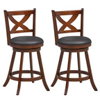 Costway Set of 2 Bar Stools Classic Counter Height Swivel Chairs for Kitchen Pub