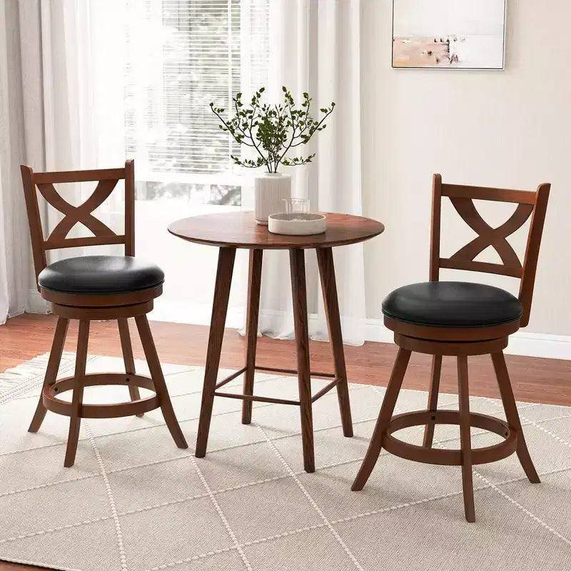 Costway Lot de 2 tabourets de bar pivotants classiques hauteur comptoir pour cuisine et pub