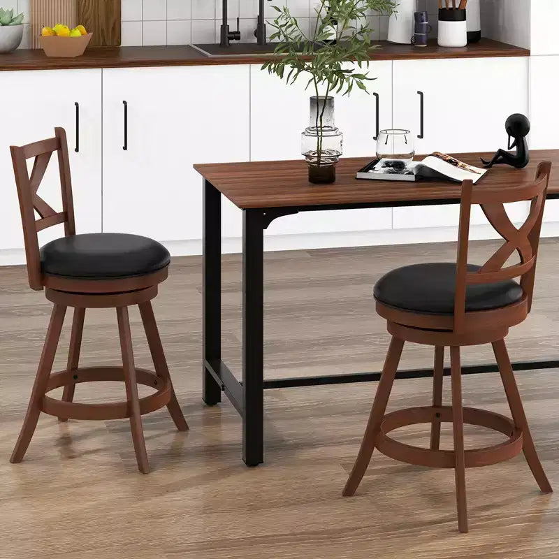 Costway Lot de 2 tabourets de bar pivotants classiques hauteur comptoir pour cuisine et pub