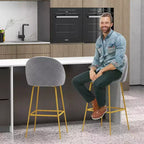 Costway Lot de 4 tabourets de bar 74 cm, chaises de bar rembourrées en velours avec sièges matelassés
