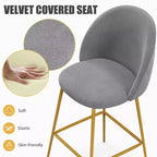 Costway Lot de 4 tabourets de bar 74 cm, chaises de bar rembourrées en velours avec sièges matelassés