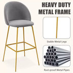 Costway Lot de 4 tabourets de bar 74 cm, chaises de bar rembourrées en velours avec sièges matelassés
