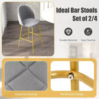 Costway Lot de 4 tabourets de bar 74 cm, chaises de bar rembourrées en velours avec sièges matelassés