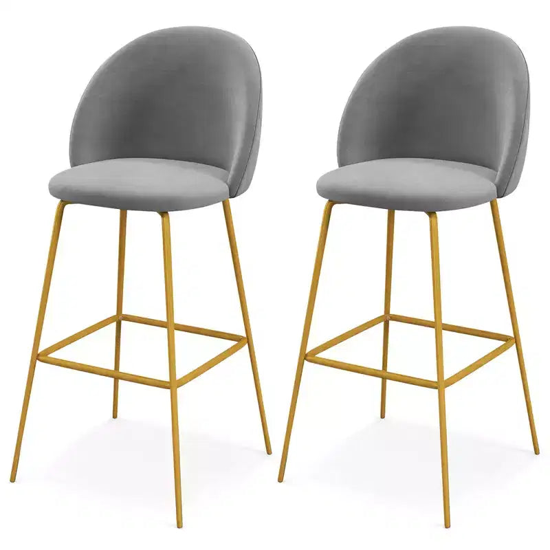 Costway Lot de 4 tabourets de bar 74 cm, chaises de bar rembourrées en velours avec sièges matelassés
