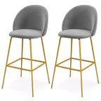 Costway Lot de 4 tabourets de bar 74 cm, chaises de bar rembourrées en velours avec sièges matelassés