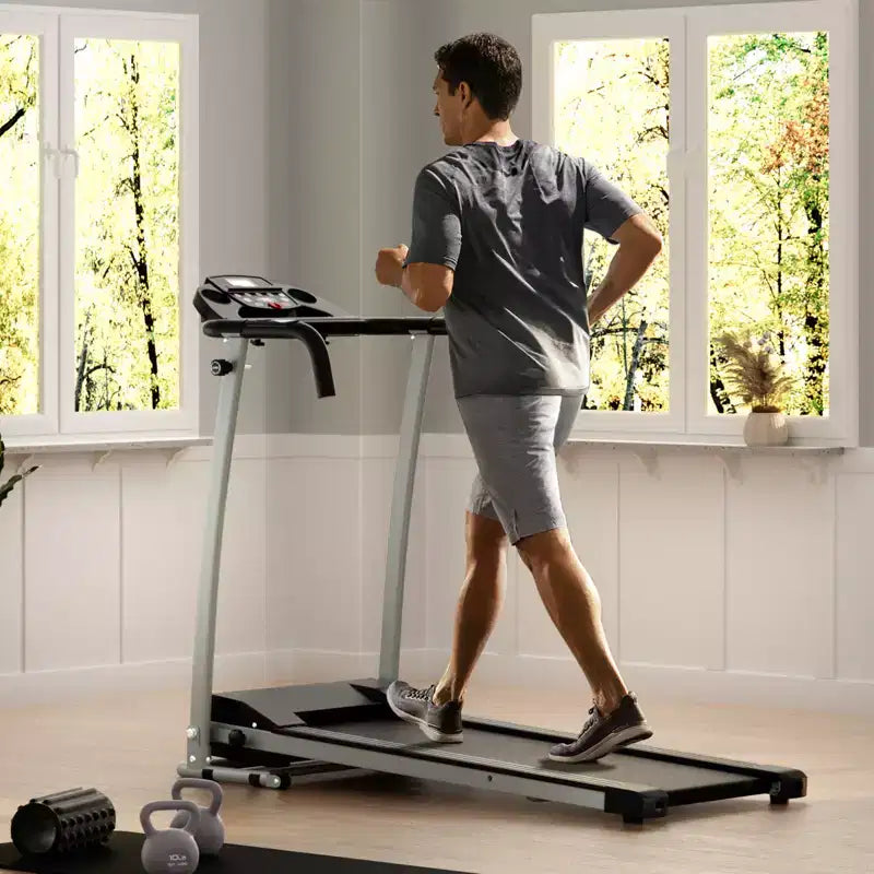 Costway 2 HP Folding Treadmill Motorized Running Machine 12 Preset Program & LCD Display Black/White