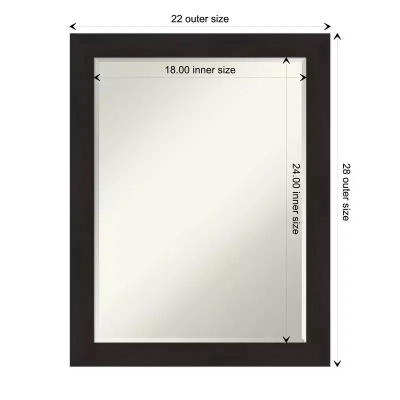 Miroir Mural de Salle de Bain Amanti Art Furniture Espresso Narrow Petite Bevel
