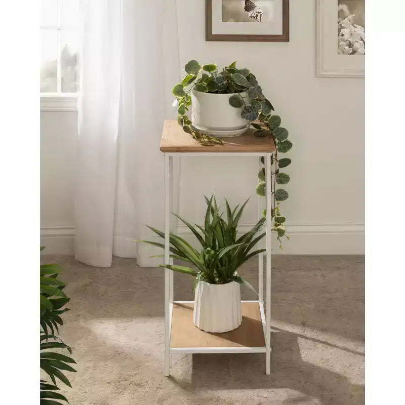 Table d'appoint carrée Anthea en MDF Kate and Laurel, 12x12x26, marron rustique et blanc