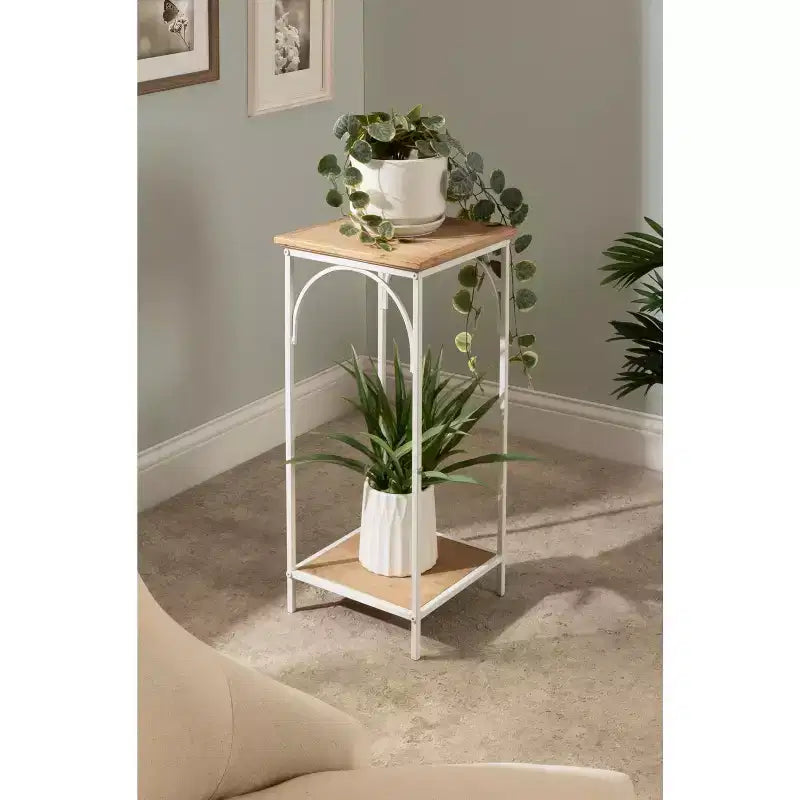 Table d'appoint carrée Anthea en MDF Kate and Laurel, 12x12x26, marron rustique et blanc