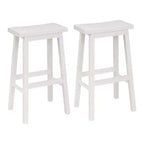 Tabouret de bar/comptoir de cuisine classique PJ Wood avec assise de selle et 4 pieds carrés, 73,6 cm, sans dossier, pour maisons, salles à manger et bars, blanc (paquet de 4)