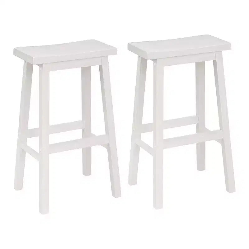 Tabouret de bar/comptoir de cuisine classique PJ Wood avec assise de selle et 4 pieds carrés, 73,6 cm, sans dossier, pour maisons, salles à manger et bars, blanc (paquet de 4)